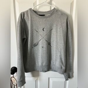 Gray Sweatshirt with Arrow and Moon Design